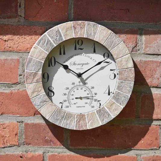 Stonegate Wall Clock & Thermometer 10"