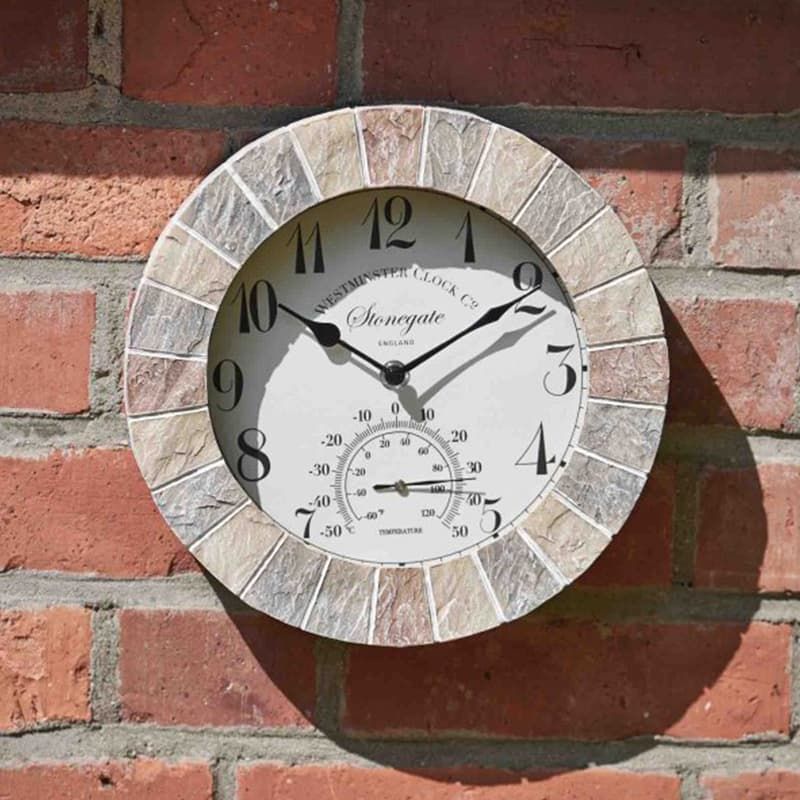 Stonegate Wall Clock & Thermometer 10"