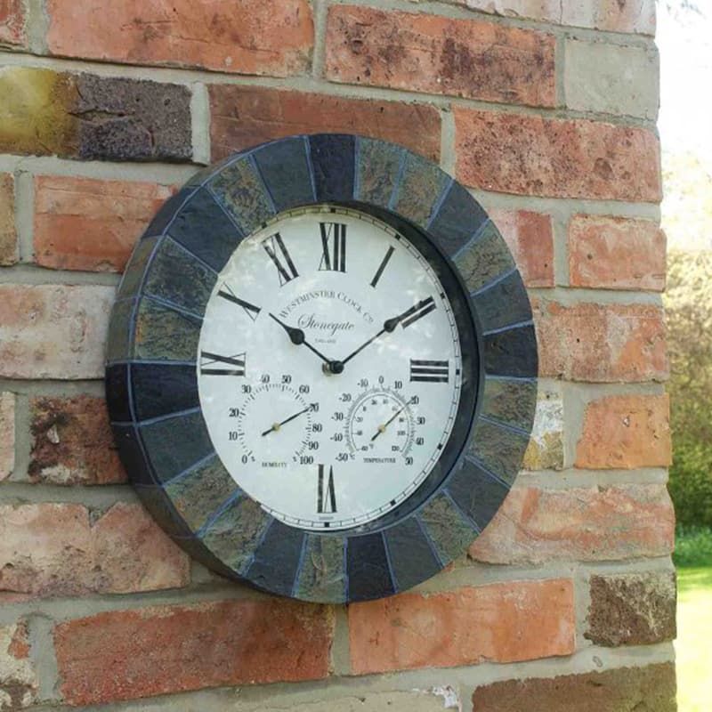 Stonegate Wall Clock & Thermometer 14"