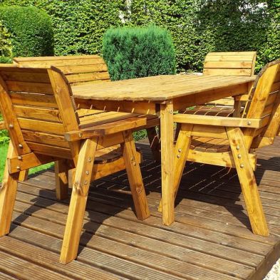 Six Seat Rustic Wooden Dining Set