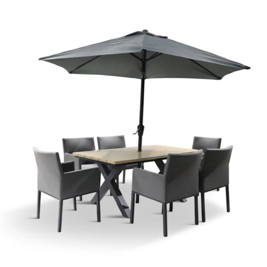 Valencia 6 Seat Dining Set with Parasol