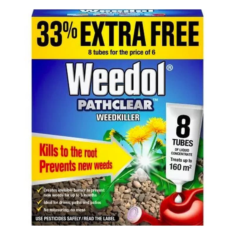 WEEDOL PATHCLEAR WEEDKILLER 6 X TUBES + 2 FREE
