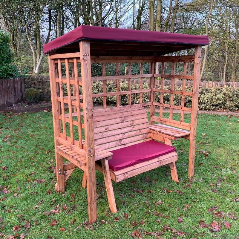 Wentworth 2 Seater Arbour with Burgundy Cushions