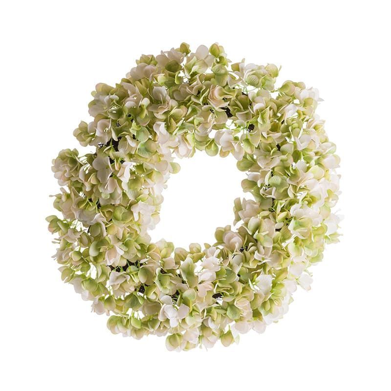 Hydrangea Wreath in White/Pale Green