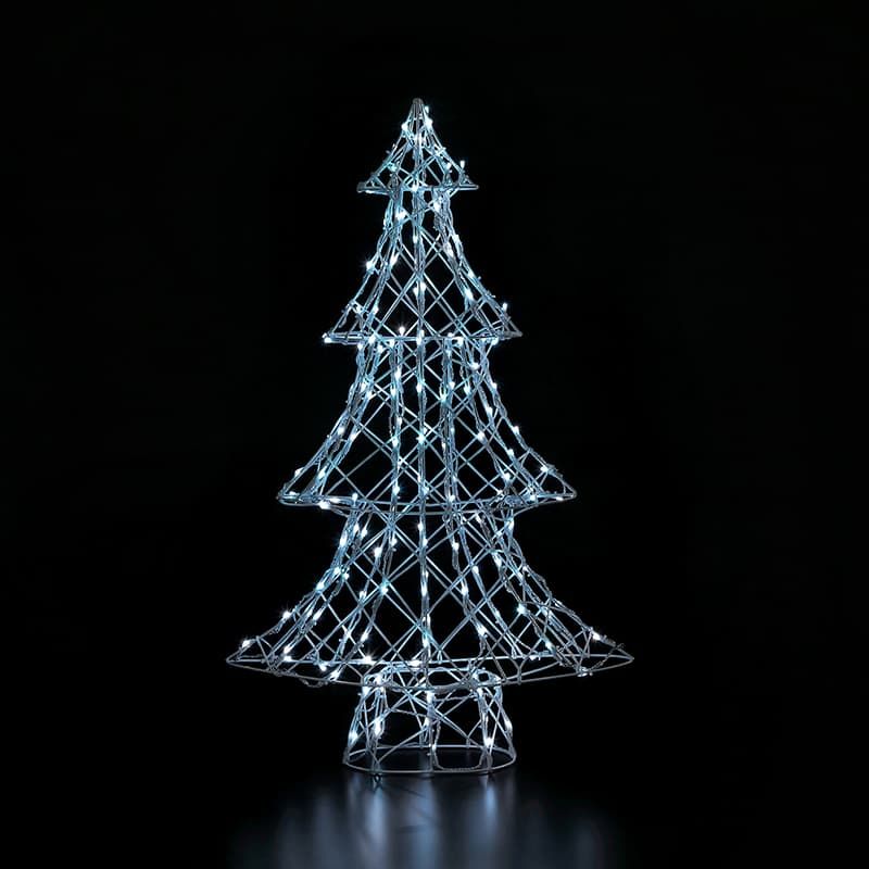 White Rattan Dickensian Tree With 150 Colour Changeable LEDs 1m