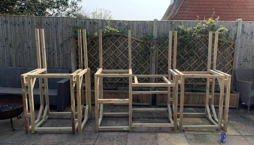 The framework of our outdoor kitchen