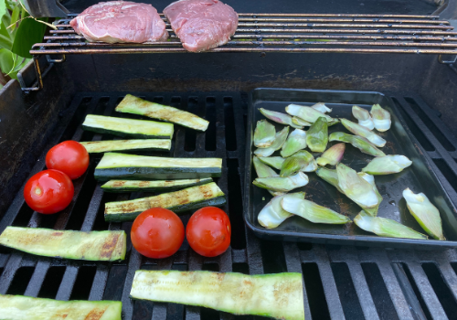 Grilling dinner on the barbecue