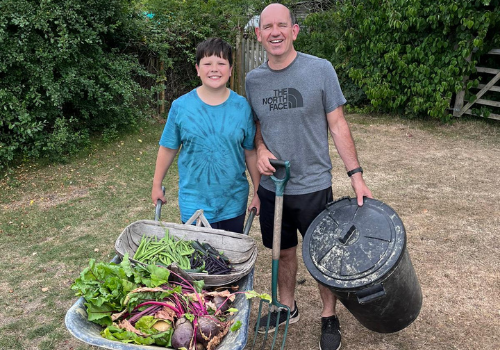 Mark and Henry at the allotment