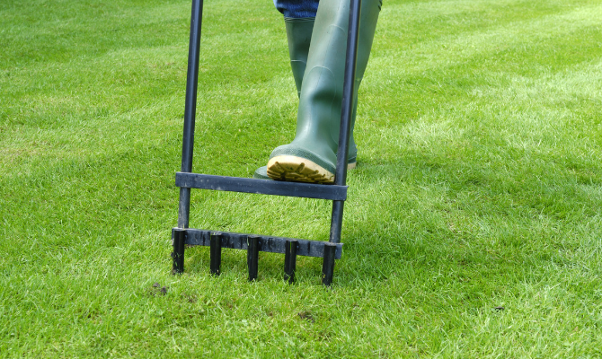 Reduce compaction with a hollow tined aerator